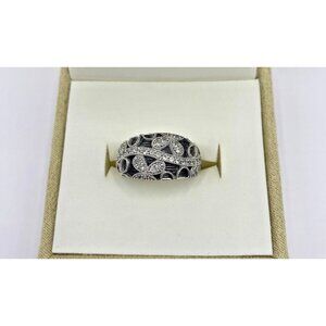 925 Silver Ring Size 6.5 Kay Original Silver Diamond Chips, Black and Silver
